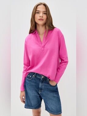 Frank & Eileen Small Patrick Popover Henley Magenta Bright Pink Size M